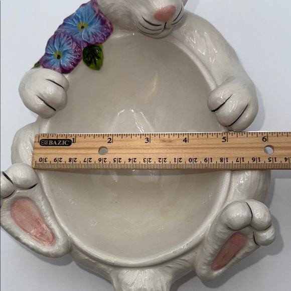 Blue Sky Clayworks BUNNY KISSES EASTER RABBIT LYING ON HIS BACK BOWL - Picture 16 of 16